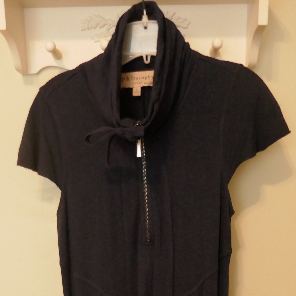 Philosophy Blue Gray Dress with  cool collar and big droopy pockets.  Sz S